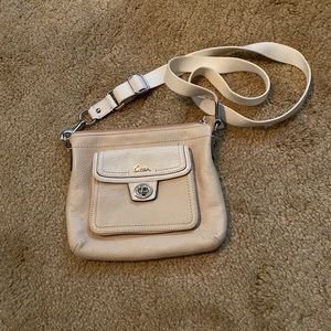 Coach Cream and White Crossbody Purse